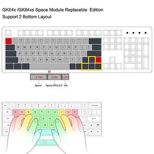 YMDK GK64 & GK64xs RGB Hot-Swap Programmable Bluetooth/Wired Mechanical Keyboard DIY Kit - Cherry MX Compatible, Replaceable Space Bar - Perfect for Gaming, Coding & Office Work
