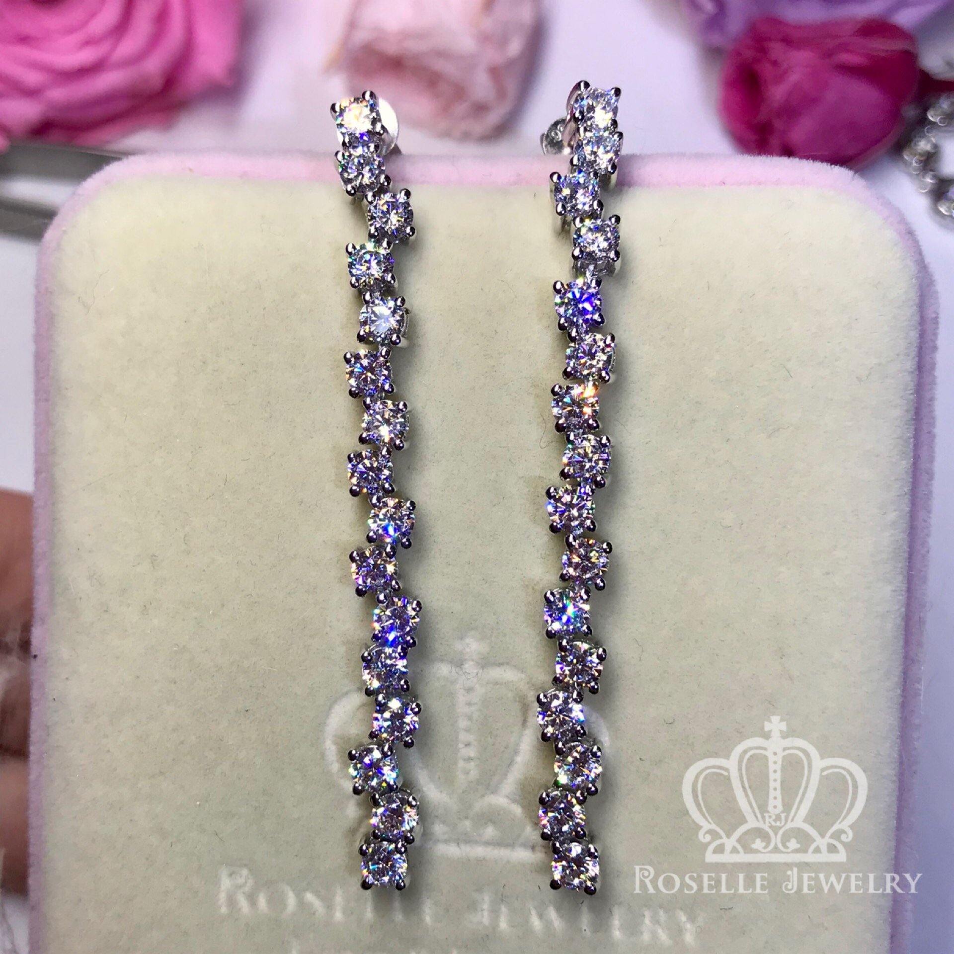 Elegant Cascade Drop Earrings for Women - Sterling Silver Dangle Earrings with Cubic Zirconia - Perfect for Weddings, Parties & Evening Events