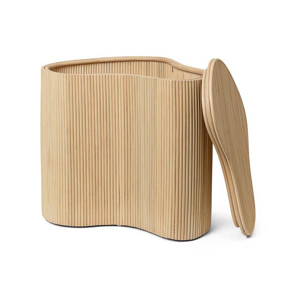 FERM LIVING Isola Storage Table - Natural Wood Side Table with Shelf for Living Room, Bedroom & Office Organization