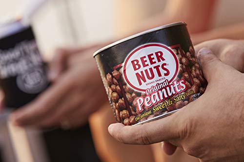 BEER NUTS Original Peanuts - Sweet & Salty Gluten Free Snacks - Kosher Certified, Low Sodium USA Made Peanuts - 12oz Resealable Can (Pack of 12) - Perfect for Parties, Road Trips & Office Snacking
