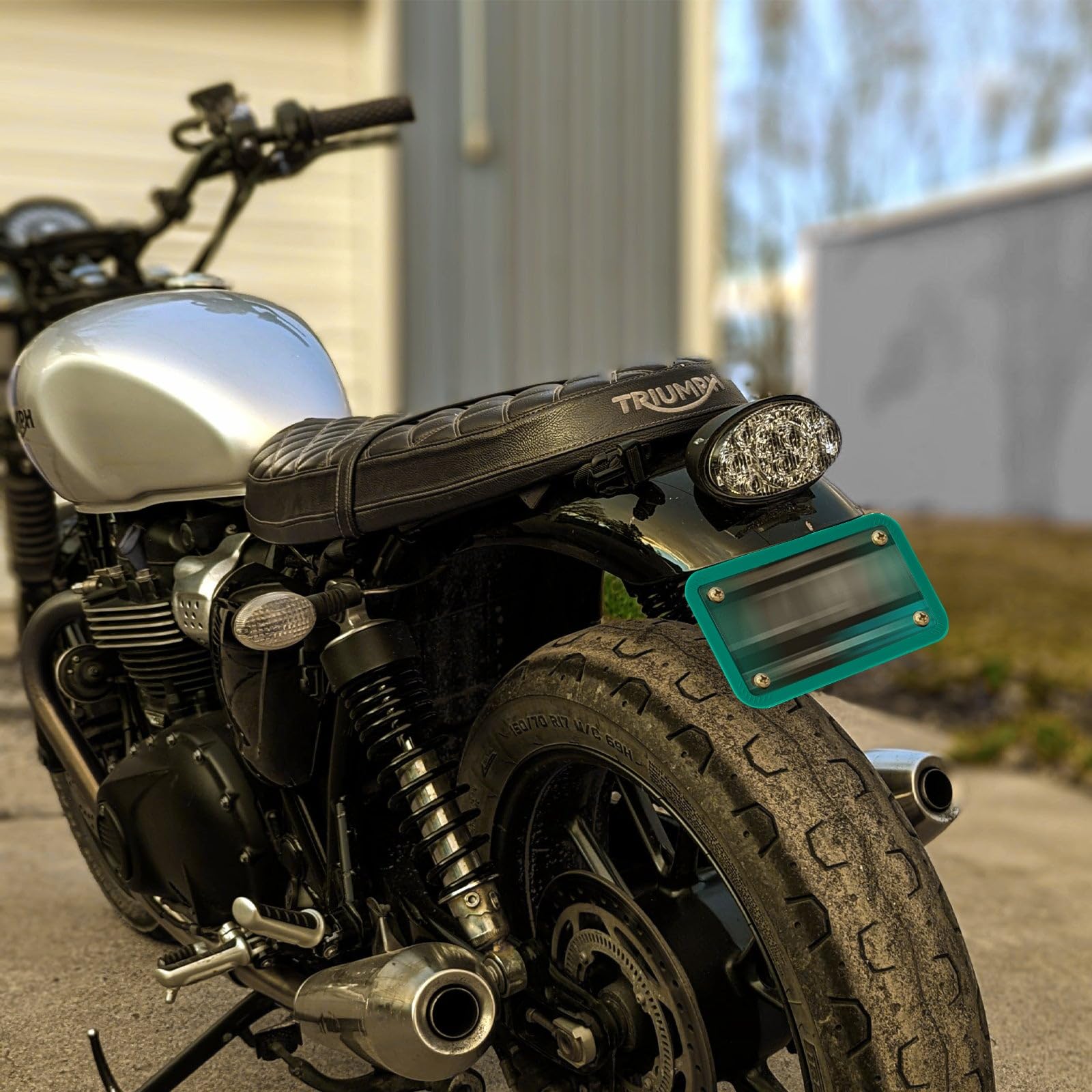 Xotic Tech Motorcycle Silicone License Plate Frame - Durable Motorbike License Plate Holder - Rust Proof, Rattle Proof & Weather Resistant (Green, 7.56