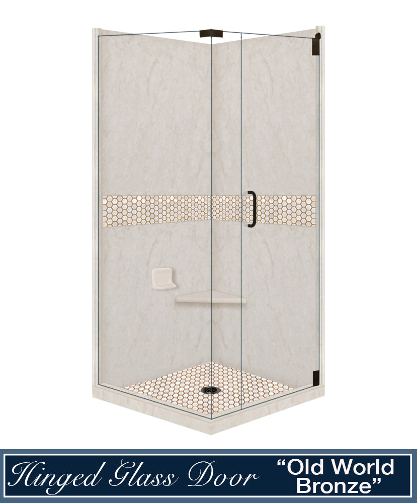 Hexagonal Marble Honeycomb Mosaic Tile Shower Enclosure Kit - Waterproof Bathroom Wall & Floor Decor for Modern Home Renovation