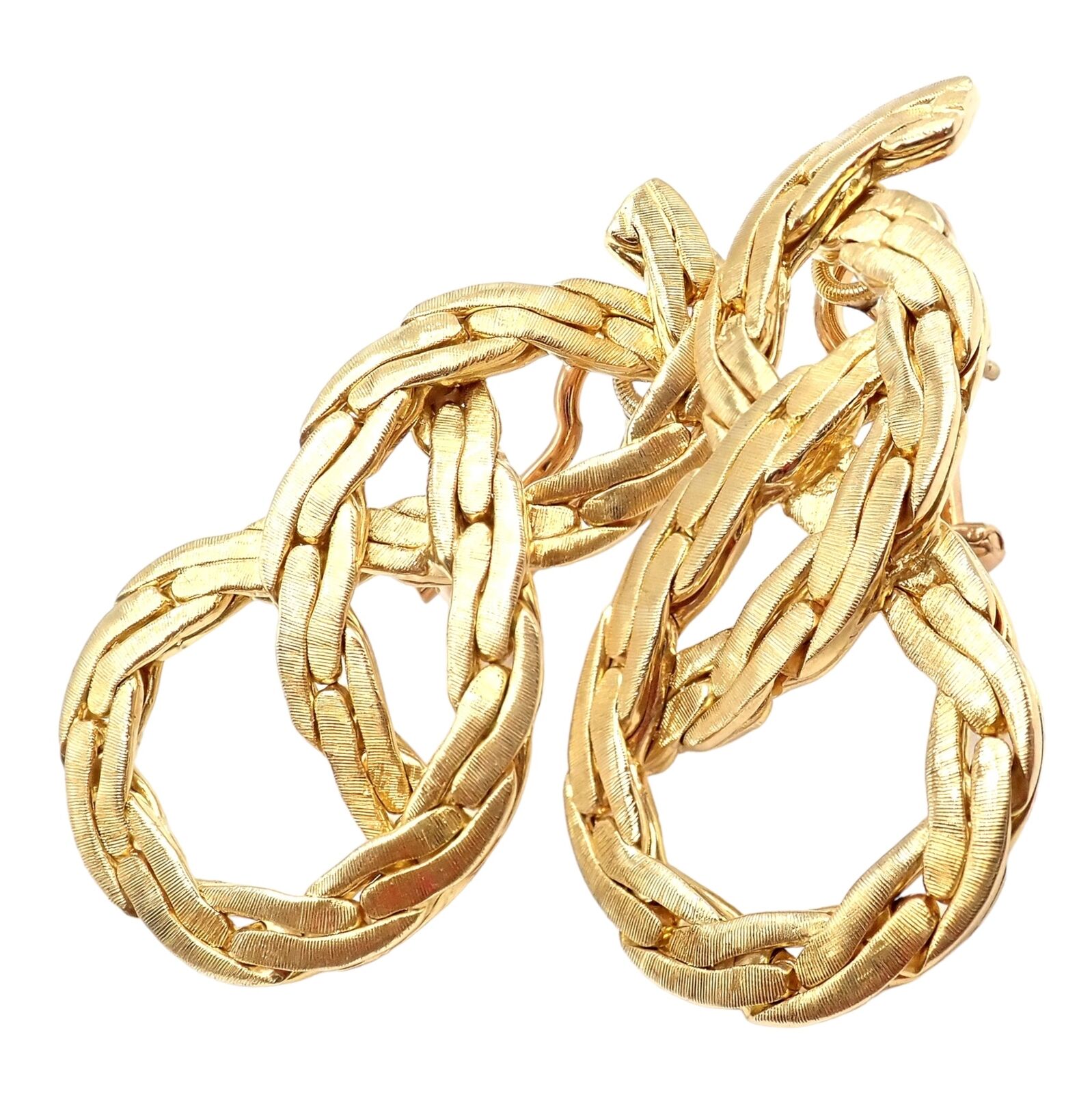 Authentic Vintage Buccellati 18K Yellow Gold Knot Rope Coil Earrings - Luxury Italian Jewelry for Women, Perfect for Weddings, Parties & Special Occasions