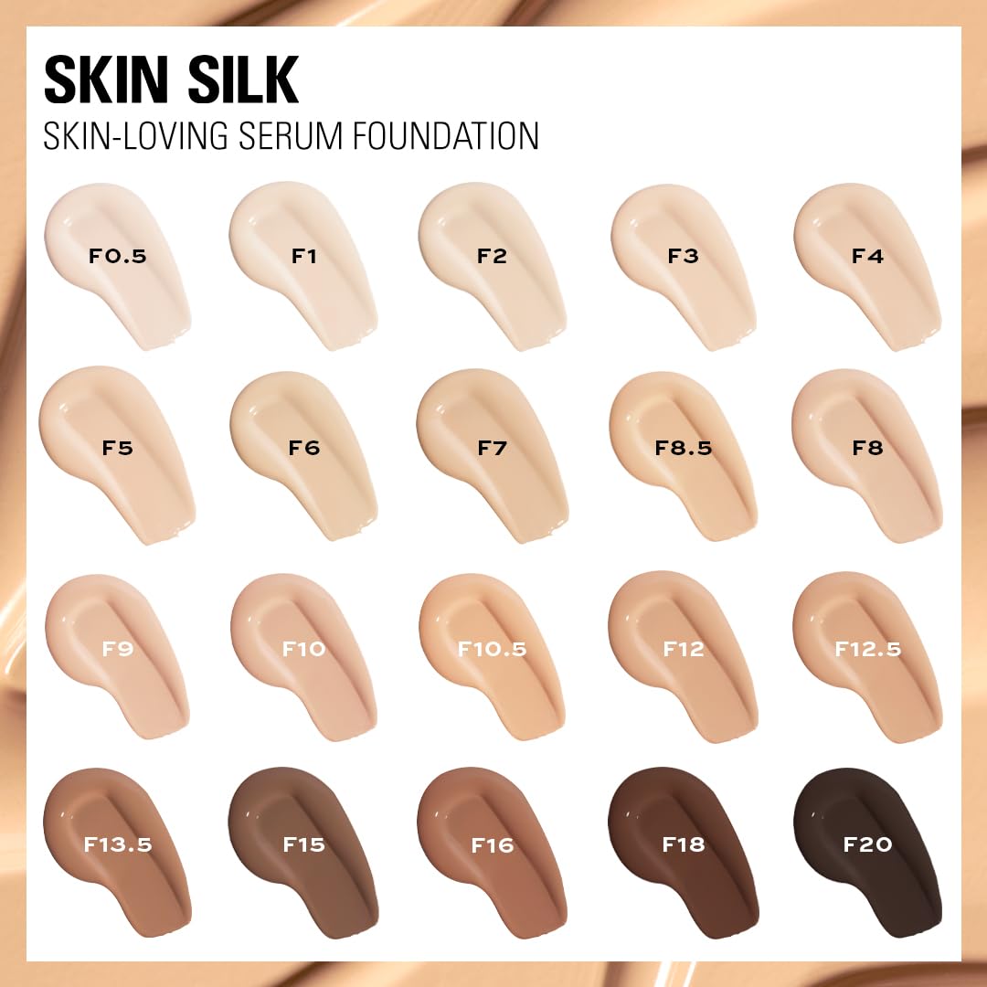 Revolution Beauty Skin Silk Serum Foundation - Lightweight Liquid Makeup with Hyaluronic Acid for Fair Skin (F2), 0.77 Fl Oz | Light to Medium Coverage with Radiant Finish | Perfect for Daily Wear & Special Occasions