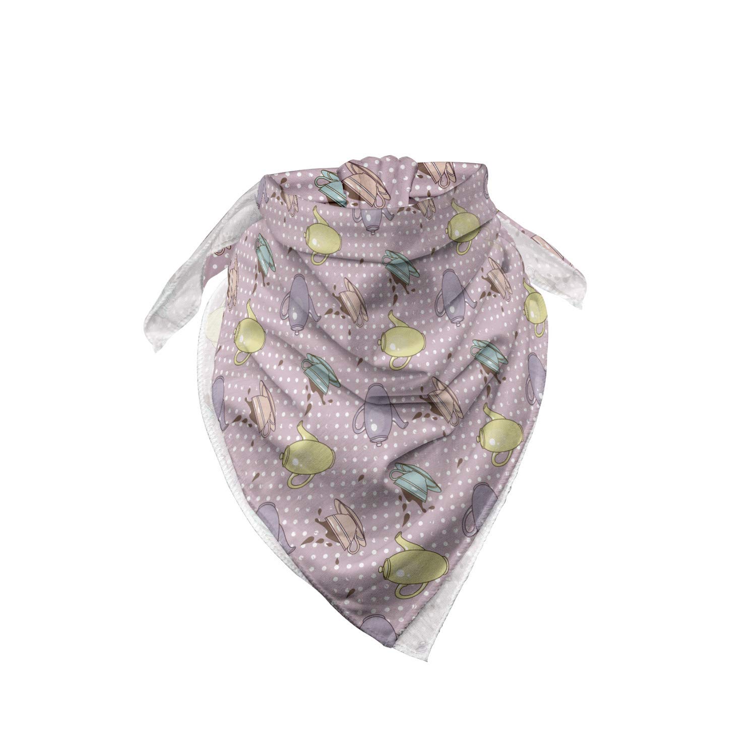 Ambesonne Tea Party Bandana - Stylish Polka Dot Pot Cups Design, Unisex Head & Neck Scarf for Women & Men - Perfect for Tea Parties, Costumes & Fashion Accessories