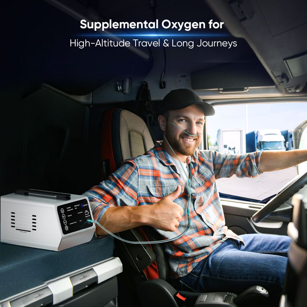 VARON Portable Oxygen Concentrator for Travel & High Altitude - Lightweight VT-1 with Free Battery & AC Adapter - Perfect for Airplanes, Road Trips & Mountain Climbing