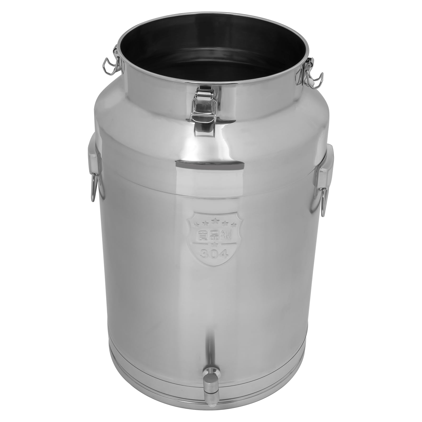20 Gallon (76L) Stainless Steel Milk Can with Faucet - Heavy Duty Sealed Container for Milk, Wine, Grains & Liquids - Ideal for Dairy Farms, Breweries & Food Storage