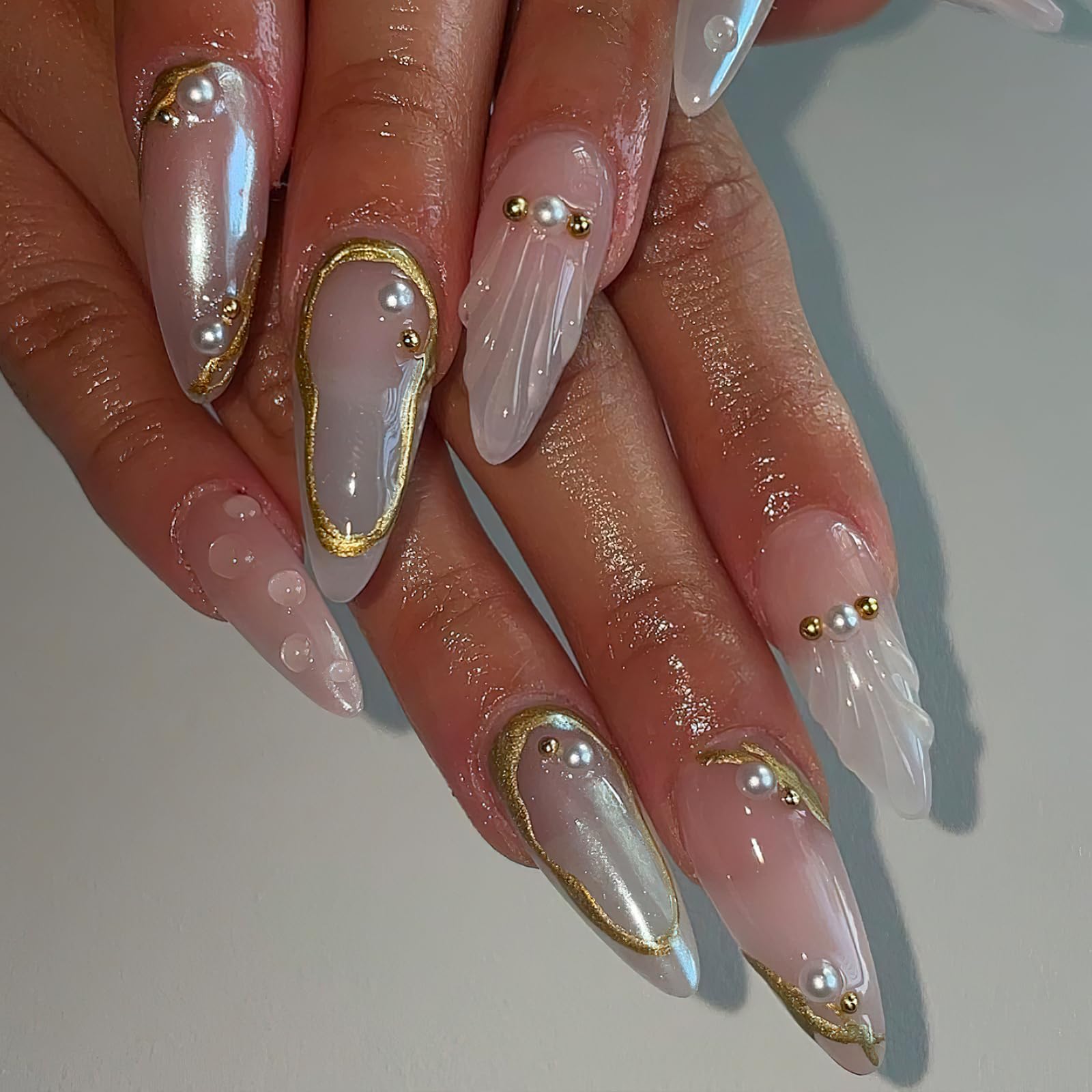 5D Embossed Gold Geometric Rhinestone Nail Stickers - Self-Adhesive Metallic Nail Art Decals for Women & Girls | Perfect for Manicure, Nail Decoration, Parties, Weddings & Special Occasions
