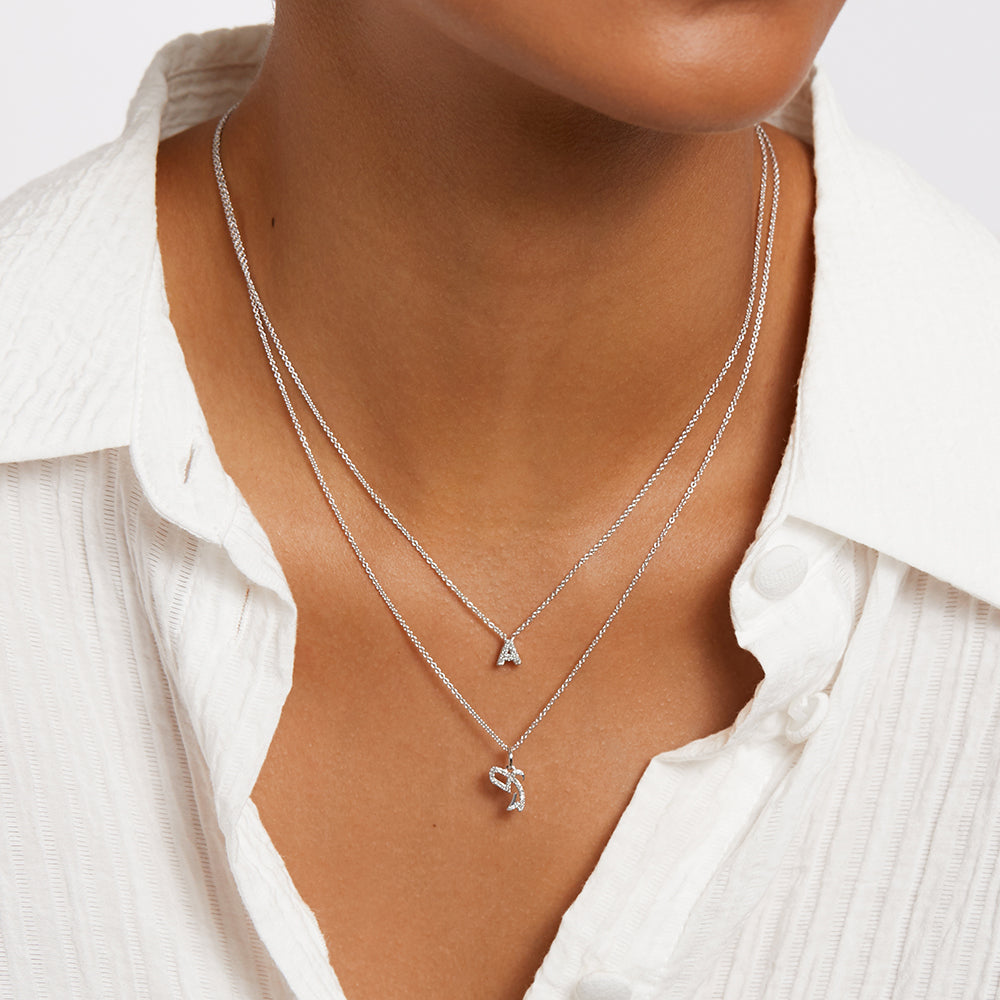 Diamond Letter A Necklace in Sterling Silver - Elegant Initial Jewelry for Women, Perfect for Gifts, Anniversaries & Everyday Wear