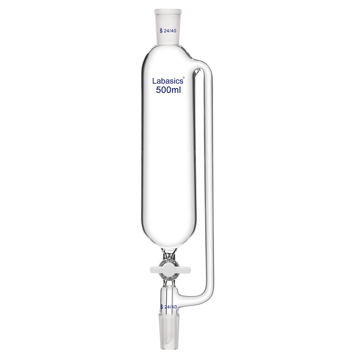 Labasics 500ml Borosilicate Glass Pressure Equalizing Addition Funnel with 24/40 Joint & PTFE Stopcock - Premium Lab Equipment for Chemical Experiments, Distillation & Precise Liquid Transfer