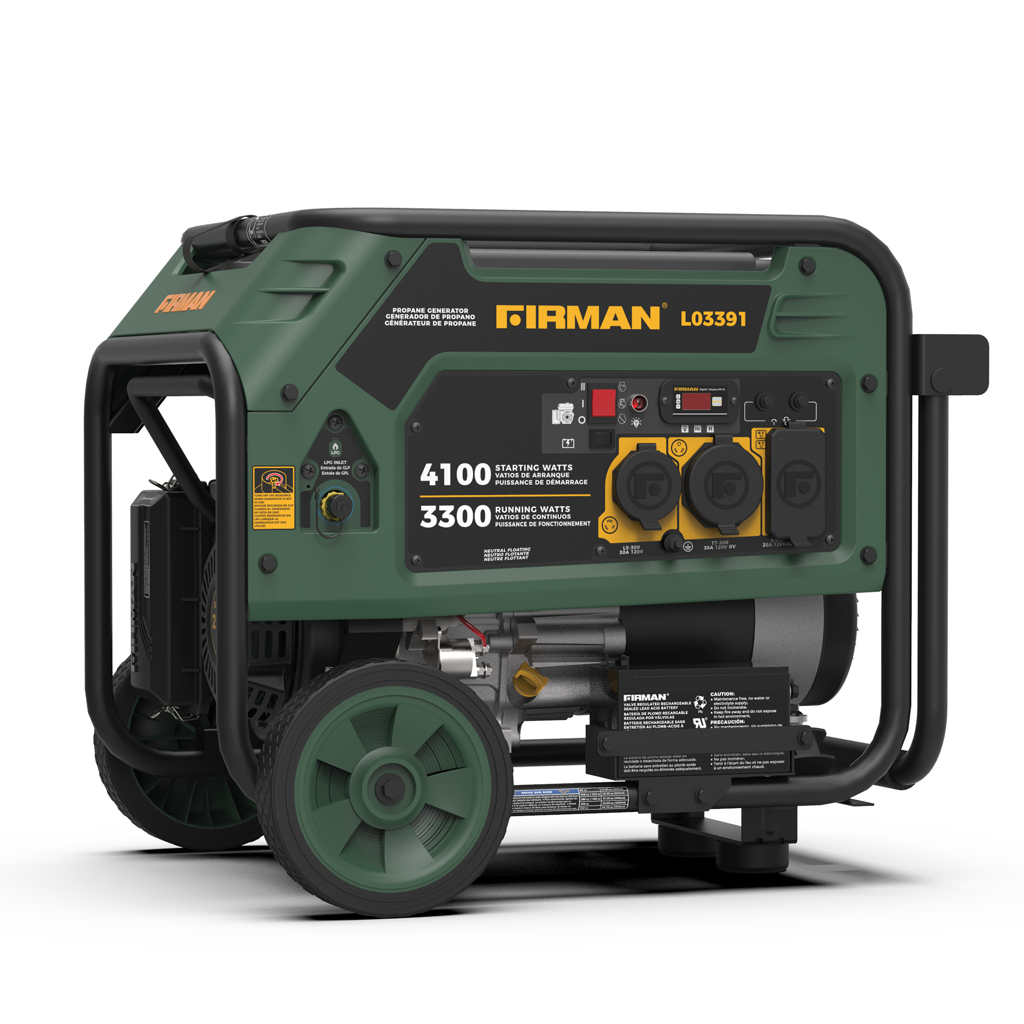 4100W LPG Portable Generator with Electric Start - Perfect for Camping, RV Trips, and Emergency Power Backup