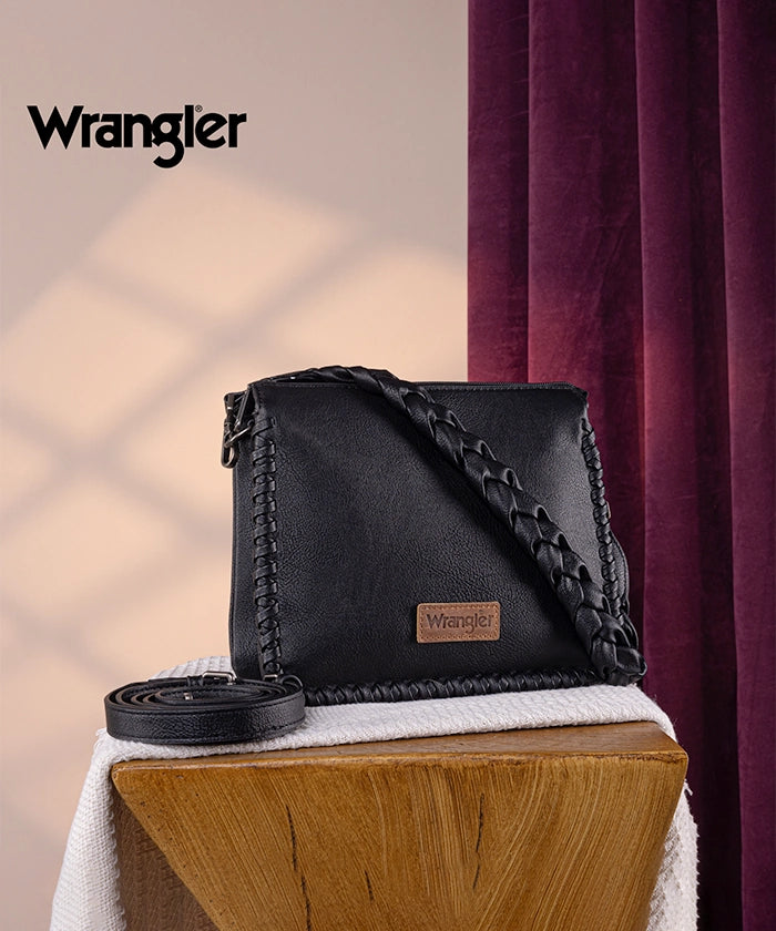 Wrangler Braided Crossbody Bag for Women - Stylish Leather Shoulder Purse with Adjustable Strap, Perfect for Travel, Shopping & Everyday Use