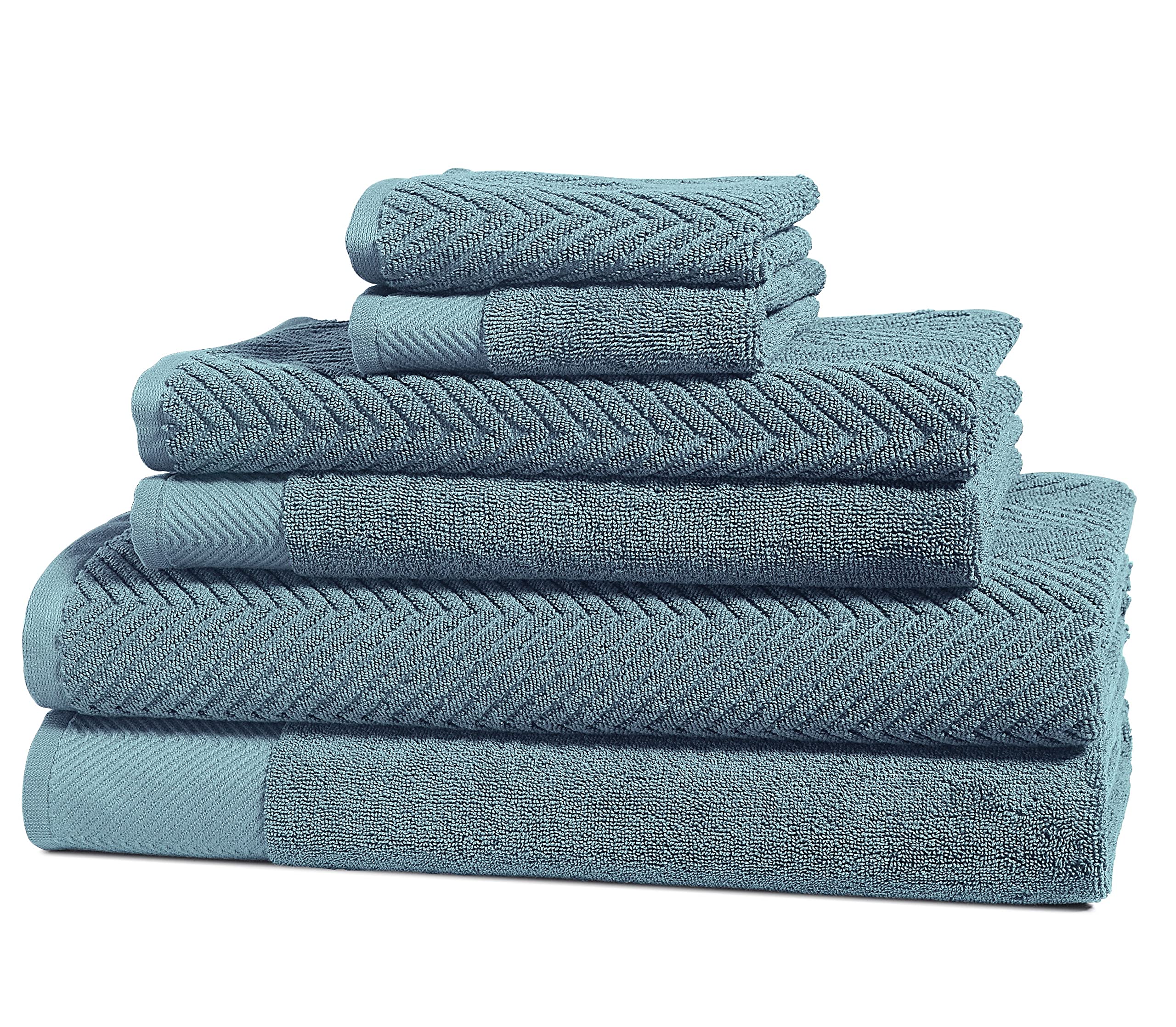 6-Piece Luxury Bath Towel Set - 2 Large Bath Towels, 2 Turkish Hand Towels & 2 Washcloths - Ultra Soft & Absorbent Hotel Quality Towels for Bathroom, Gym, Spa & Salon Use - Bluestone Color