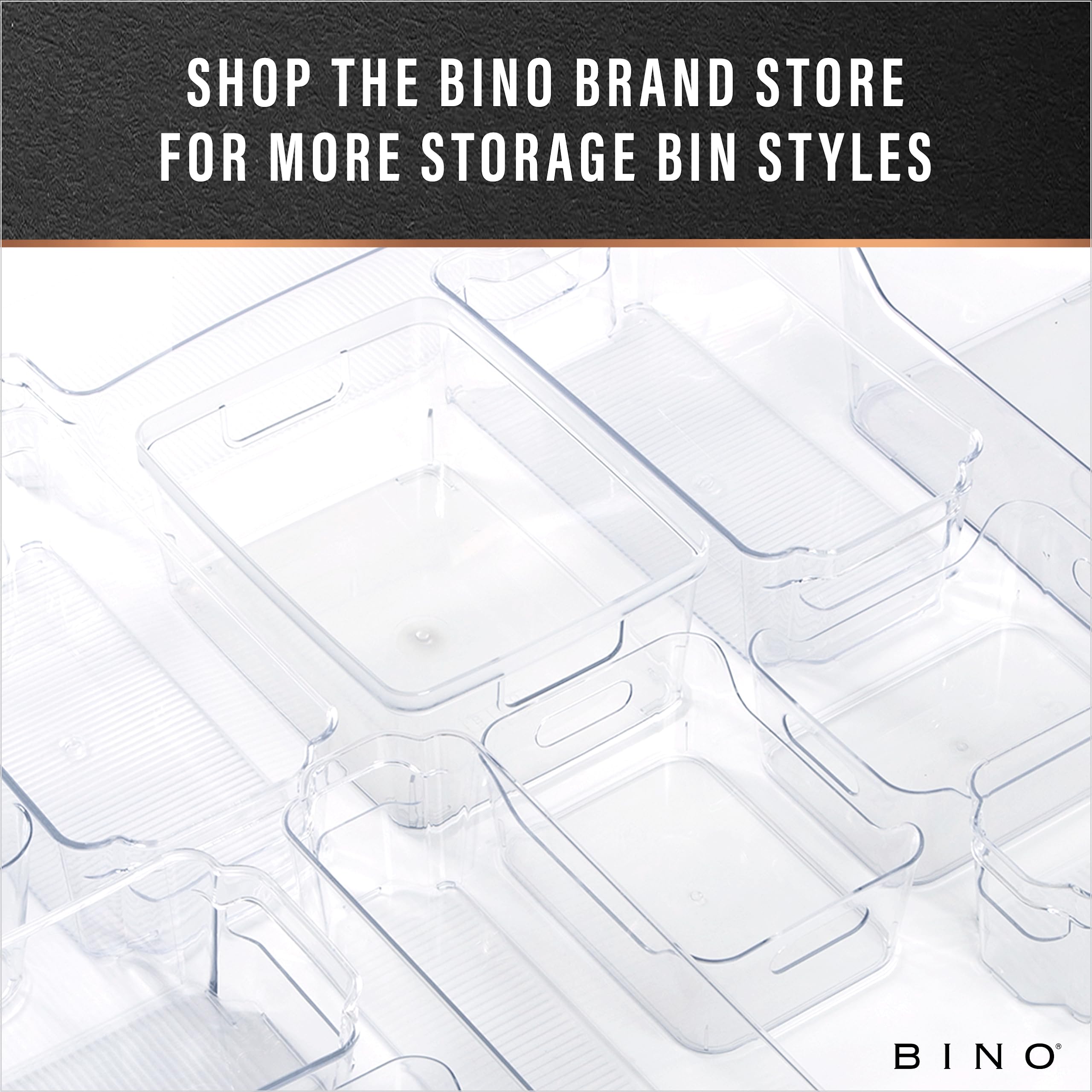 BINO Plastic Storage Bins - Medium Deep Clear Organizer Containers for Kitchen Pantry, Freezer & Home Organization | Multipurpose Storage Solutions for Closet, Office & Kids Room | THE HANDLER COLLECTION