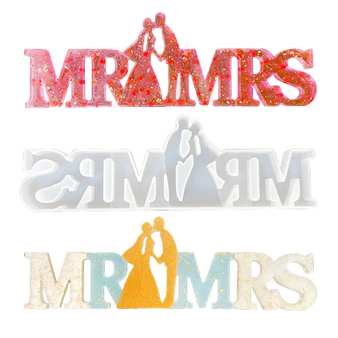 Yalulu Mr & Mrs Resin Casting Mold - Epoxy Silicone Letter Molds for Wedding Decor, Party Signs & Home Decoration - Perfect for DIY Table Name Plates, Anniversary Gifts & Craft Projects