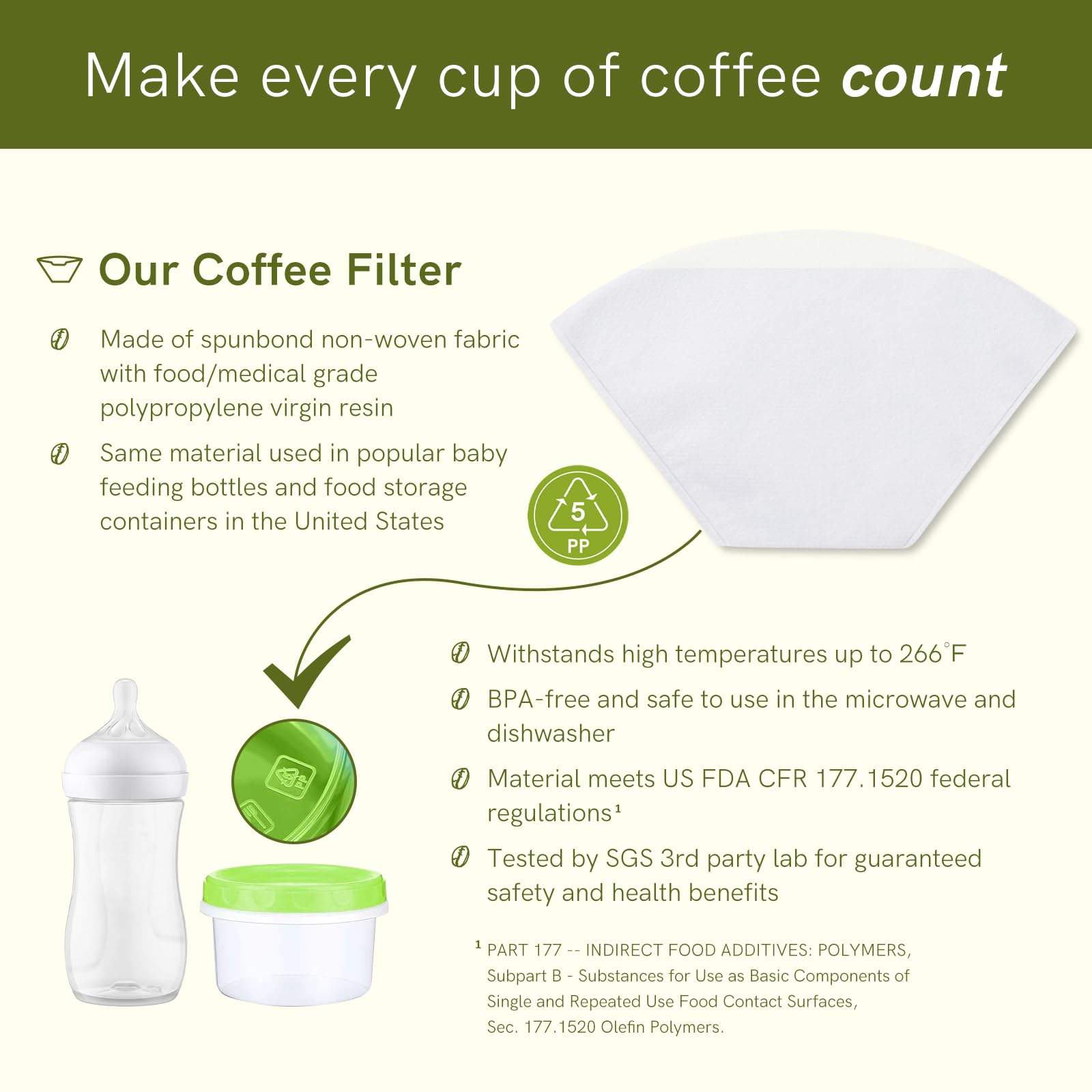 FriCARE Reusable #4 Coffee Filters for Electric Cone Makers (8-12 Cup) - 100-Pack White Non-Paper Filters - Eco-Friendly Alternative to Disposable Filters - Perfect for Home & Office Coffee Brewing