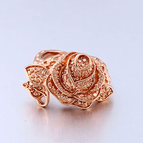 Stainless Steel Rose Flower Ring for Women - Elegant Statement Jewelry - Perfect for Valentine's Day, Anniversary Gifts & Romantic Occasions