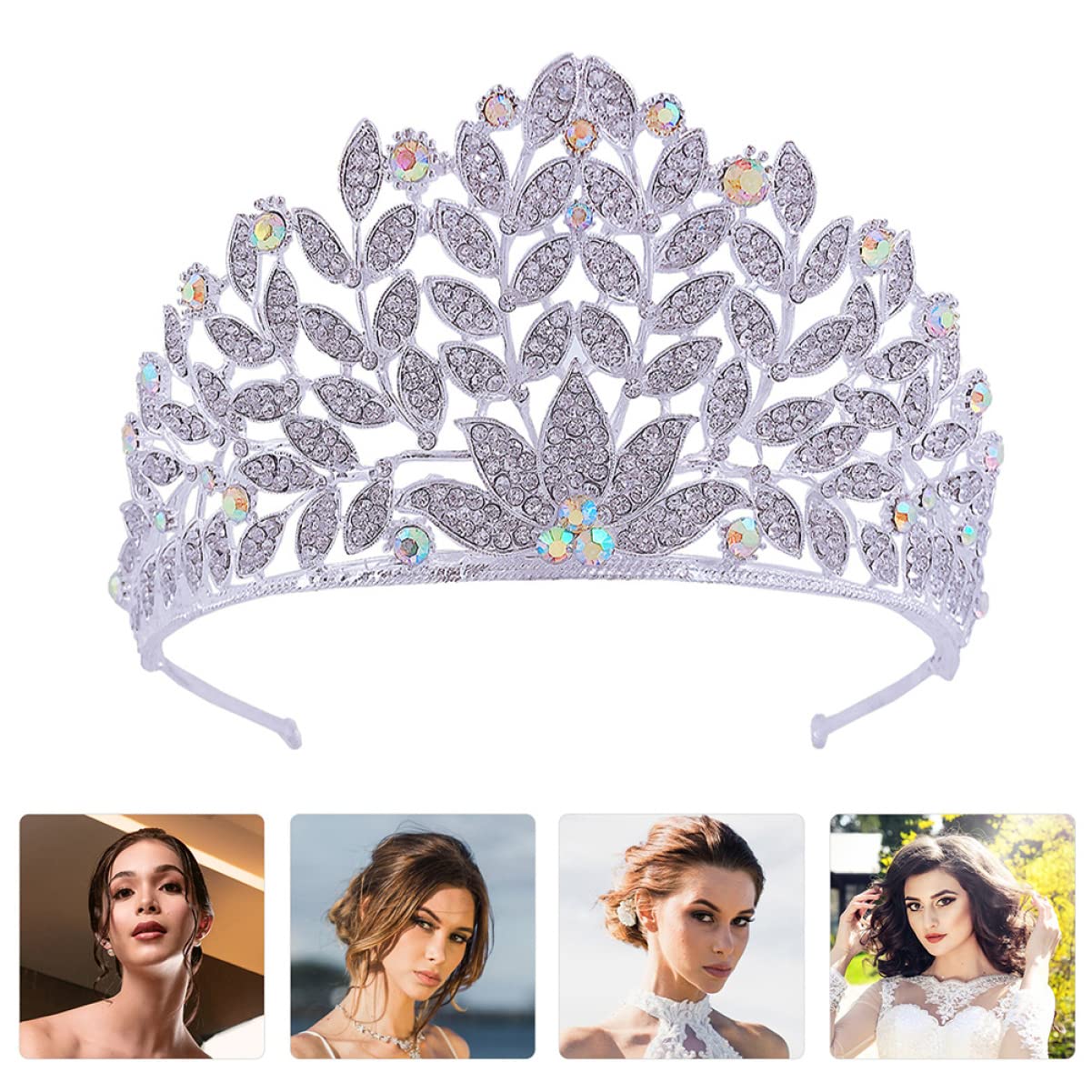 ABOOFAN 3-Piece Baroque Crown Tiara Set - Rhinestone Bridal Headpiece for Women, Wedding Headdress, Prom Queen Accessories with Alloy Rhinestones - Perfect for Bridal Showers, Pageants, and Special Occasions