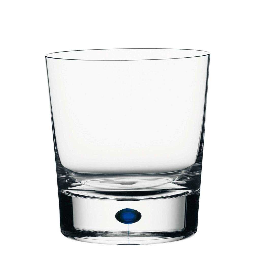 Orrefors Crystal Intermezzo Blue Double Old Fashioned Whiskey Glasses - Set of 4 Elegant Barware for Cocktails, Bourbon & Scotch - Perfect for Home Bars, Dinner Parties & Gifts
