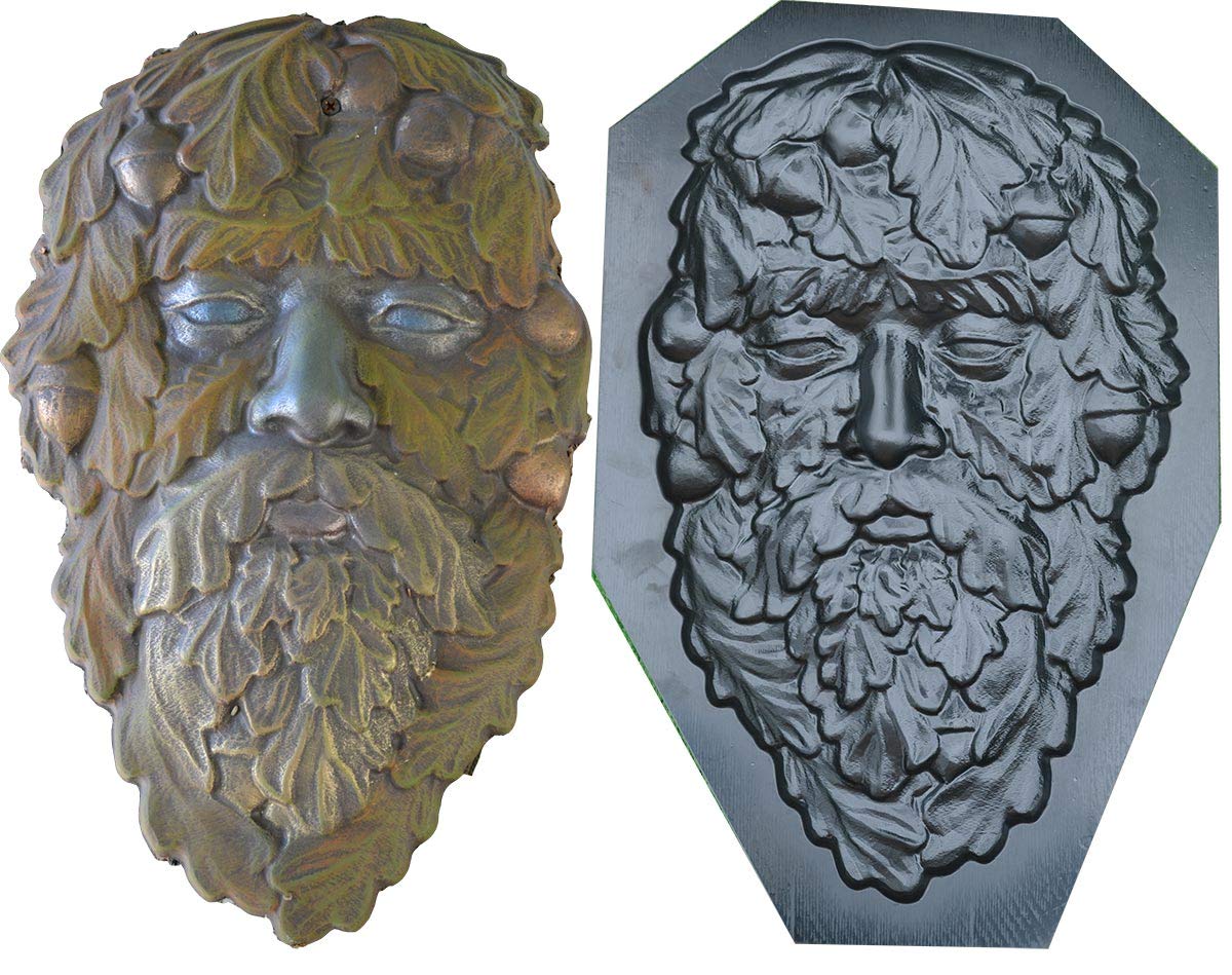 Green Man Face Plaque - Handcrafted Wood Spirit Wall Decor for Home & Garden - Perfect for Celtic, Pagan, and Nature-Inspired Decor