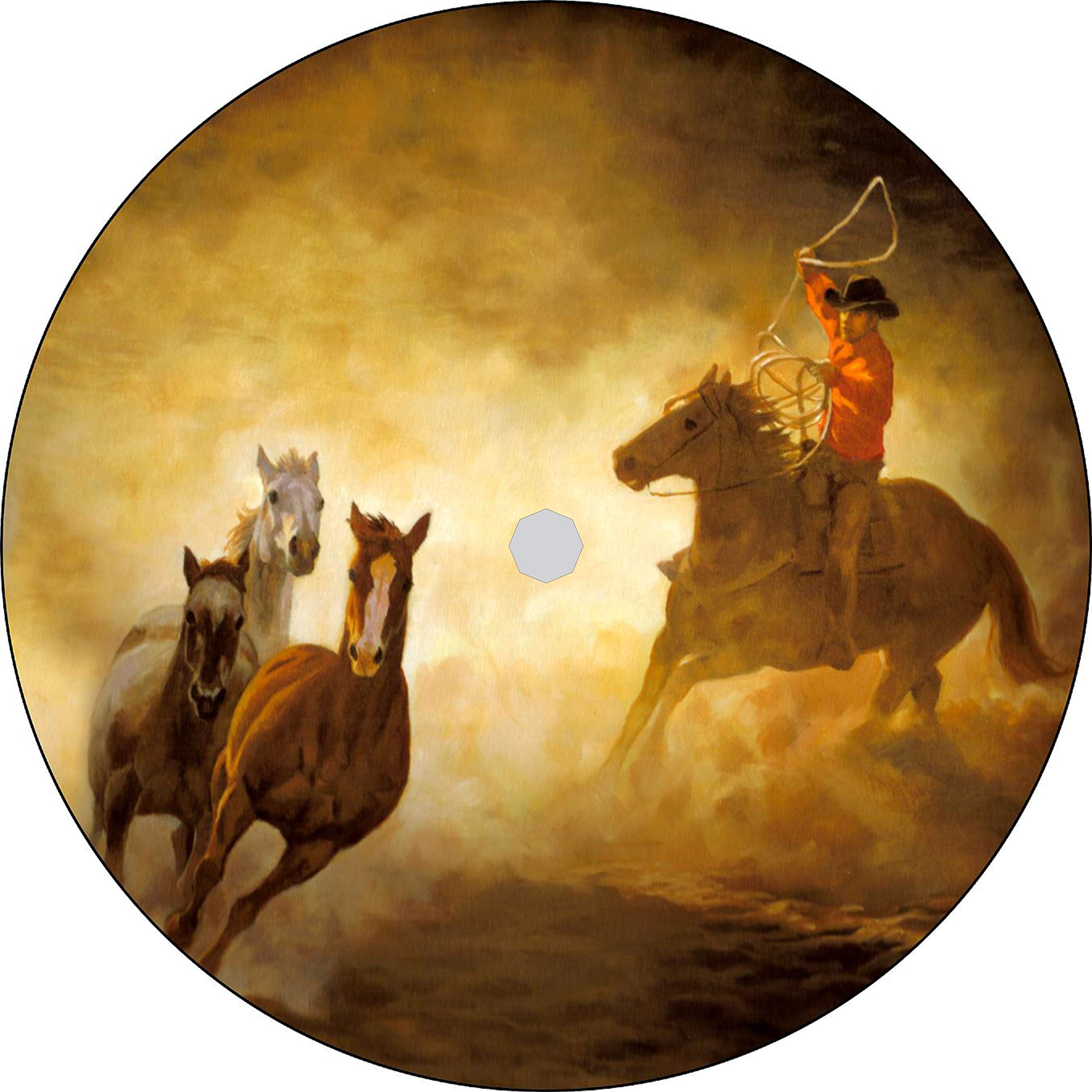 Custom Cowboy Roping Horses Spare Tire Cover - Universal Fit for All Vehicle Makes & Models (Choose Tire Size & Backup Camera Option) - Perfect for Trucks, Jeeps & Off-Road Adventures