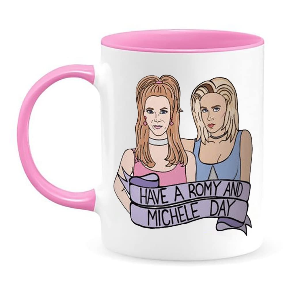Fonhark - Romy and Michele's High School Reunion Coffee Mug - 11oz Novelty Cup with 'Have a Romy and Michele Day' & 'I'm the Mary' Quote - Perfect for 90s Movie Fans, Feminist Gifts, and Heathers or Mean Girls Lovers - Great for Office Use, Home Decor, and Coffee Lovers