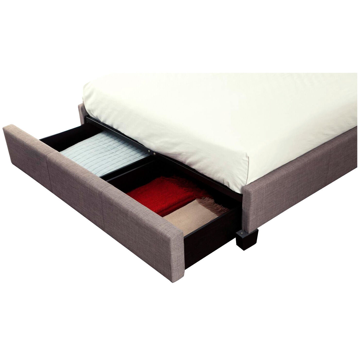 Melina Storage Bed with Underbed Drawers - Queen Size Platform Bed Frame with Ample Storage Space - Perfect for Small Bedrooms, Dorms & Guest Rooms