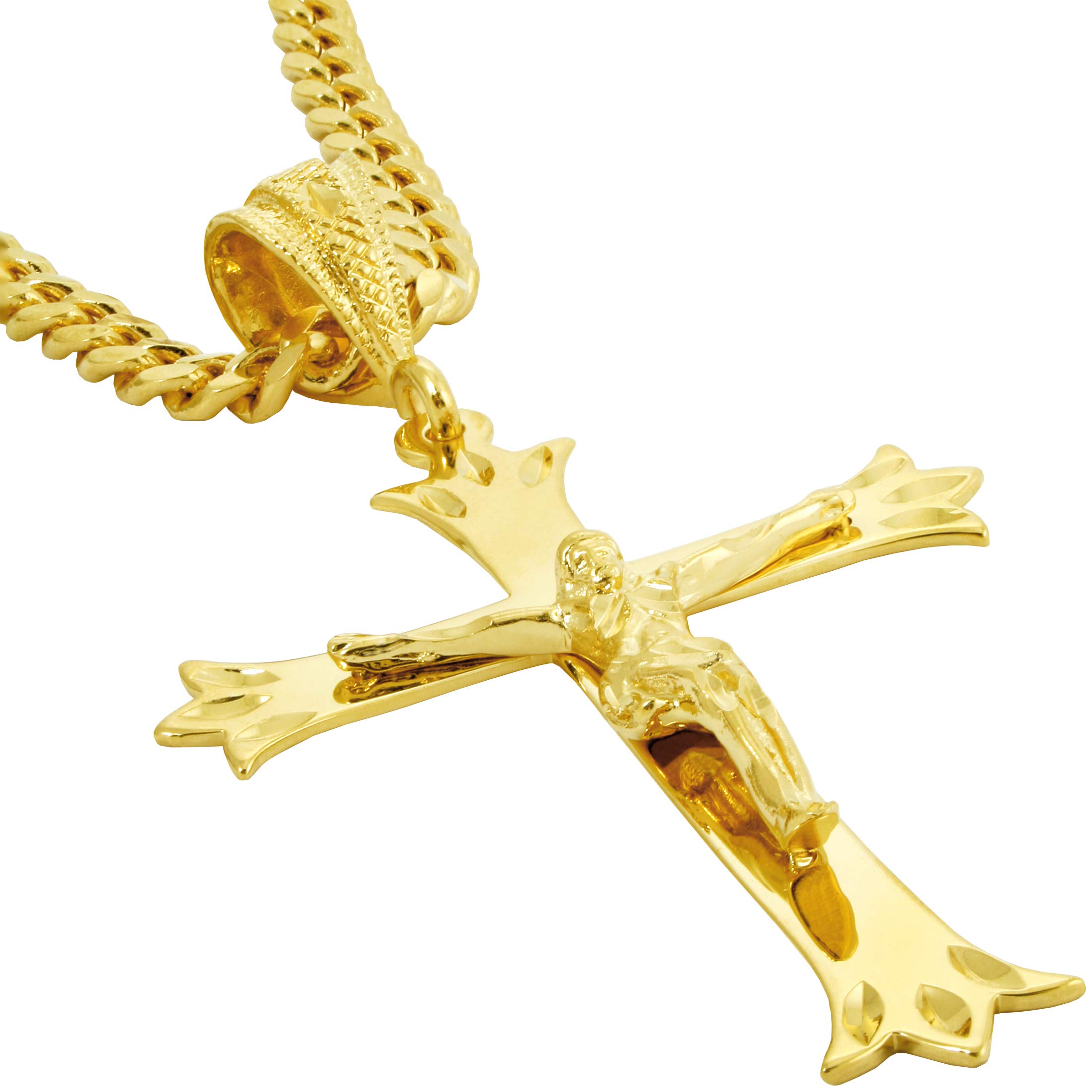 LIFETIME JEWELRY 24K Gold Plated Jumbo Crucifix Cross Necklace for Men & Women - Perfect for Religious Occasions, Daily Wear & Gift Giving