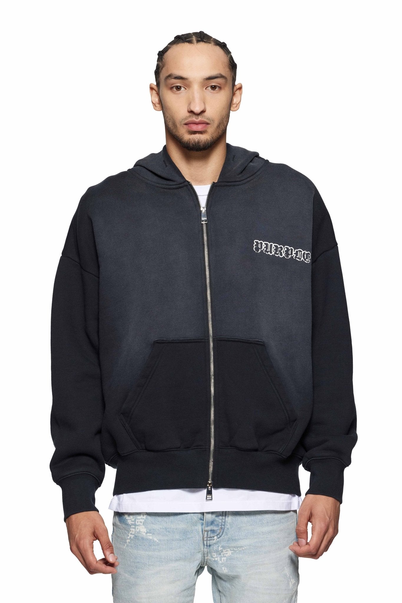 Purple Brand P460 HBGW Heavyweight Fleece Zip-Up Hoodie - Black | Cozy Winter Wear for Men & Women | Perfect for Outdoor Activities, Casual Streetwear & Lounge Comfort