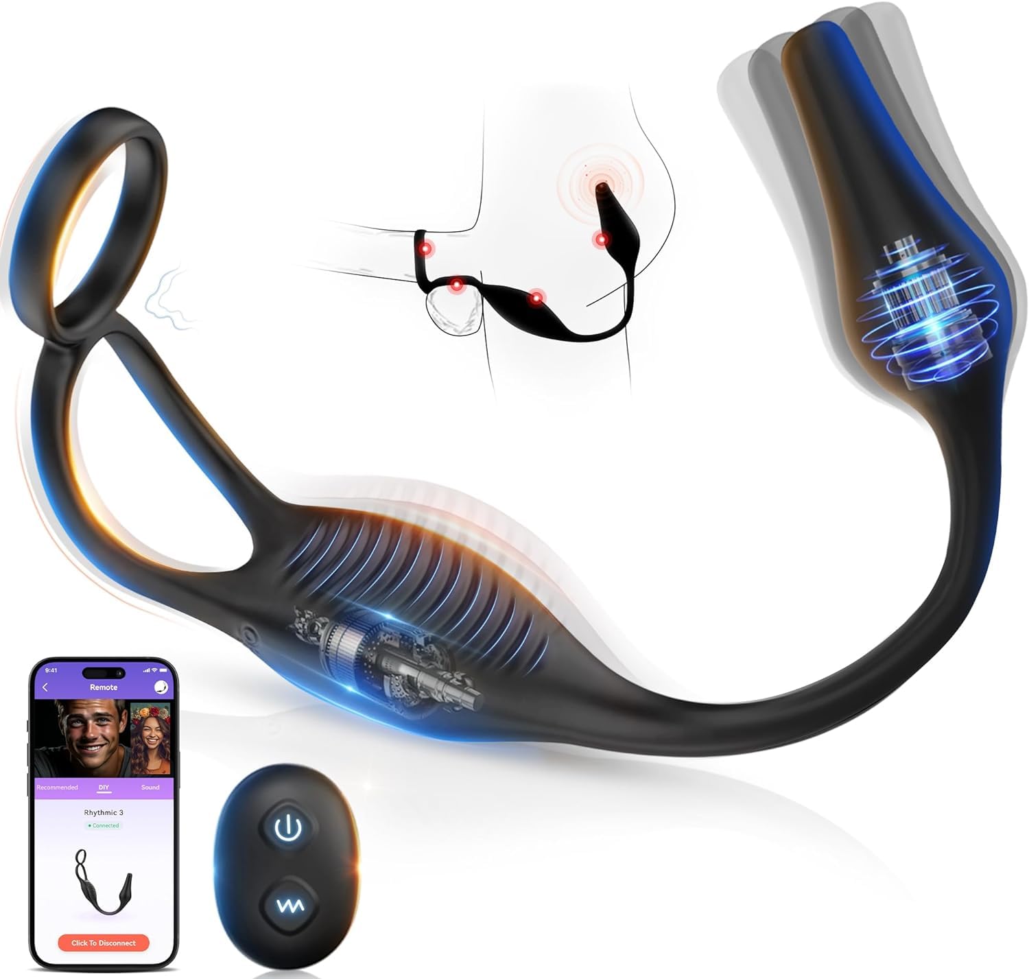 Premium Prostate Massager for Men - 7 Vibration Modes with APP & Remote Control, Powerful Stimulation for Enhanced Pleasure - Perfect for Couples Play & Solo Exploration