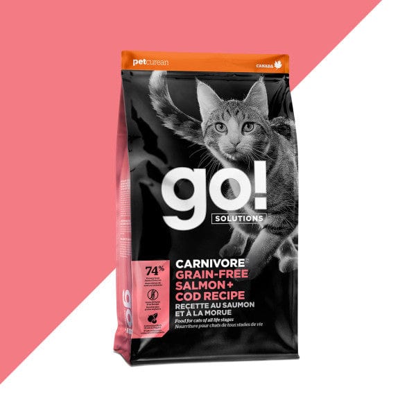 Go! Solutions Carnivore Grain-Free Salmon & Cod Recipe Dry Cat Food - High Protein, Natural Ingredients for Indoor & Outdoor Cats - Perfect for Weight Management & Healthy Skin