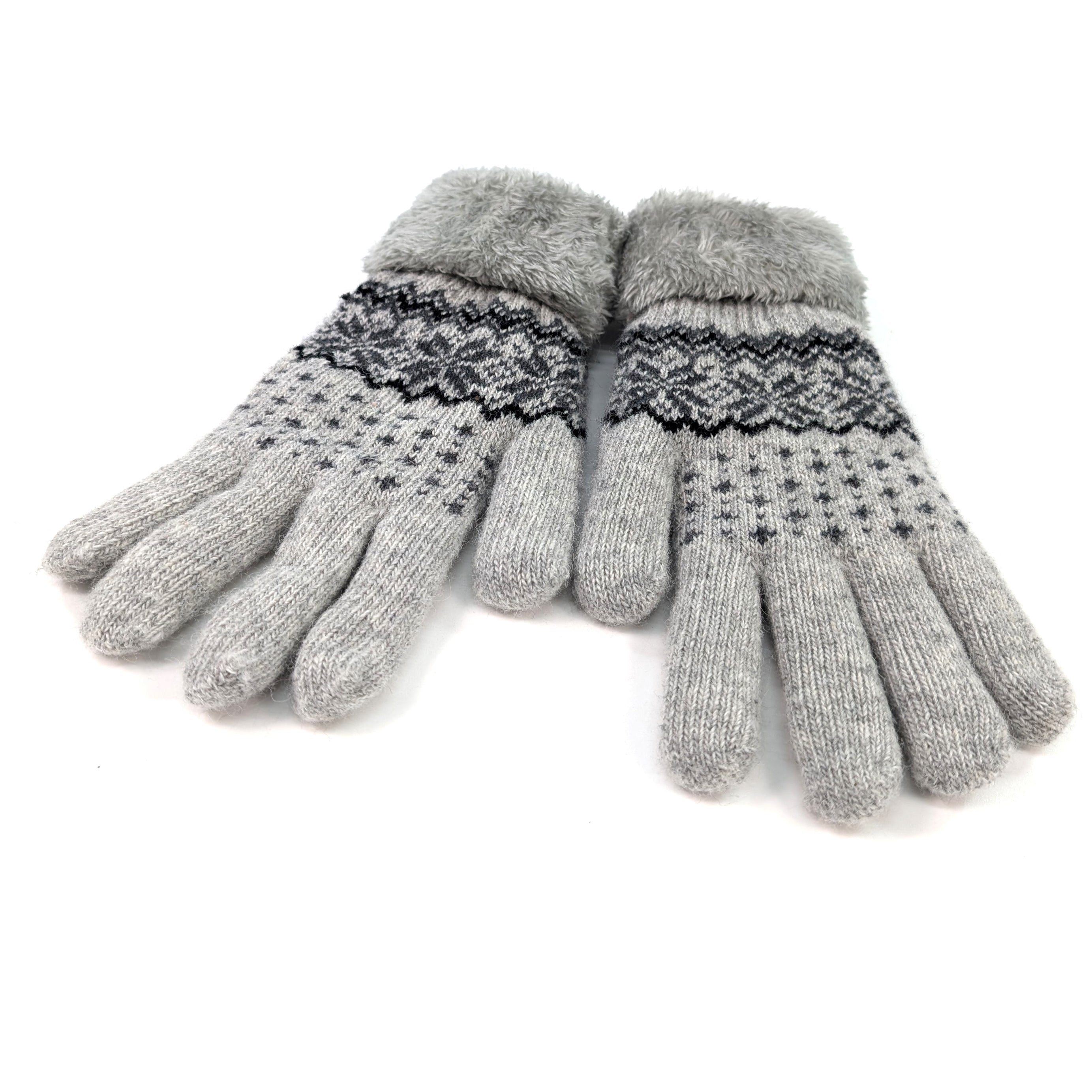 Premium Nordic Knit Gloves for Women & Men - Soft & Warm Winter Gloves in Grey - Perfect for Skiing, Snowboarding & Outdoor Activities