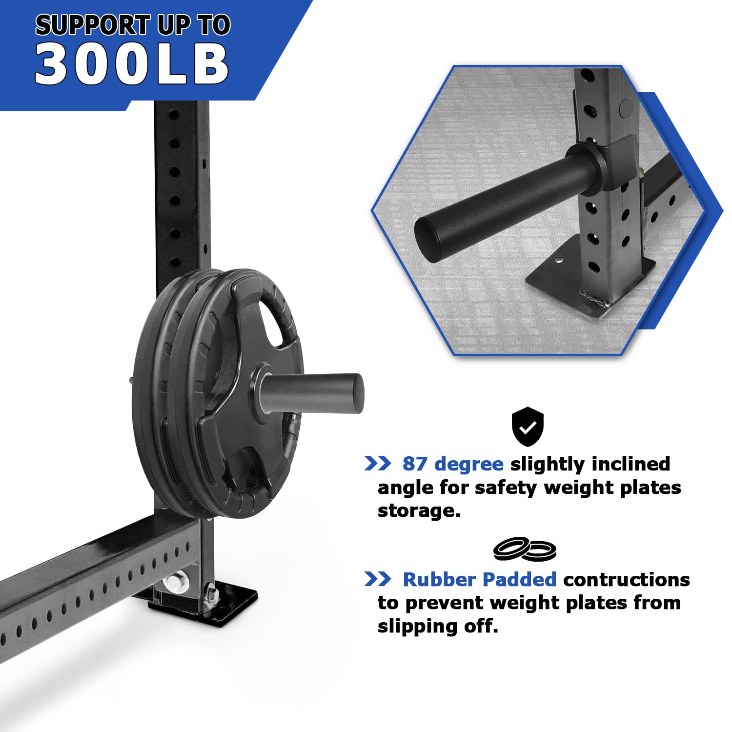 A2ZCARE Weight Plate Holder Attachment for Power Cage Rack - Olympic Weight Plate Storage Organizer (Fits 2-inch Plates) - Perfect for Home Gym & CrossFit Training