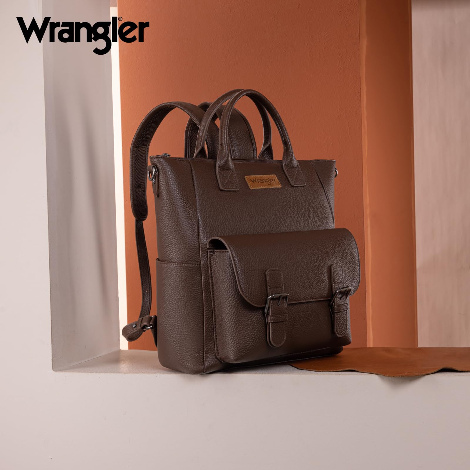 Montana West Wrangler Women's Vegan Leather Purse Backpack - Convertible Crossbody Shoulder Strap for Travel, Work & Everyday Use | Durable & Stylish Handbag for Commuting, Shopping & Outdoor Activities