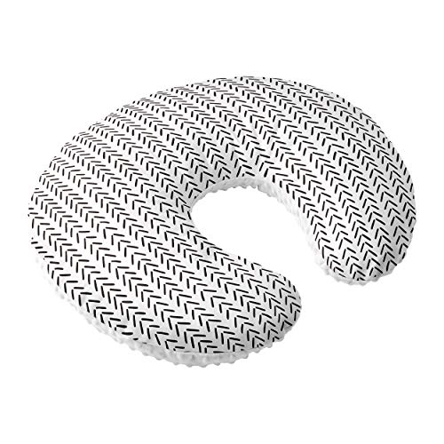 Premium Nursing Pillow Cover - Soft Minky Slipcover for Baby Boys & Girls | Woodland Nursery Decor | Black & White Mudcloth Design | Ideal for Breastfeeding, Cuddling & Nursery Styling