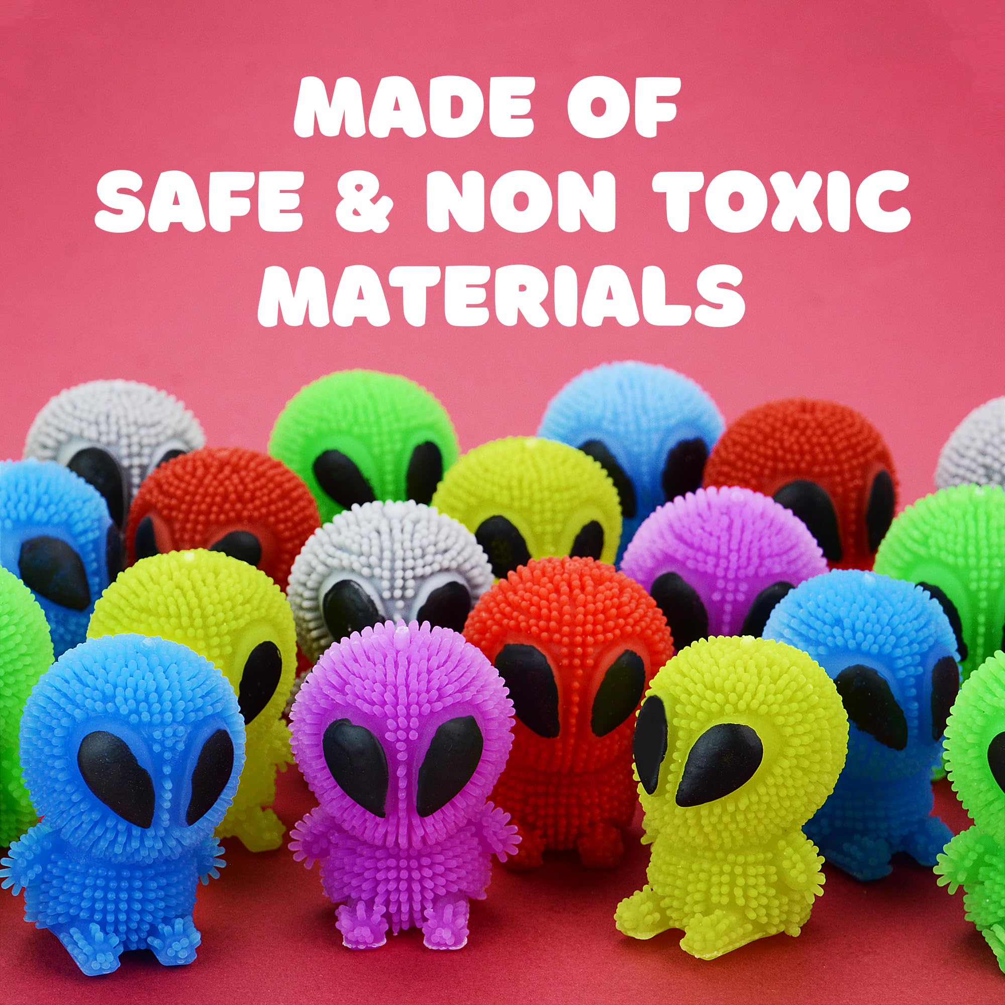Alien Squishy Toys for Kids - 24 Pack Mini Puffer Balls for Party Favors & Easter Gifts