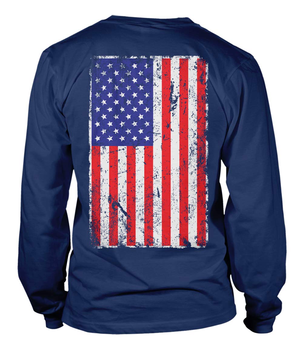 Vintage Distressed USA Flag T-Shirt - Patriotic American Flag Long Sleeve Shirt for Men & Women - Perfect for 4th of July, Memorial Day and Casual Wear