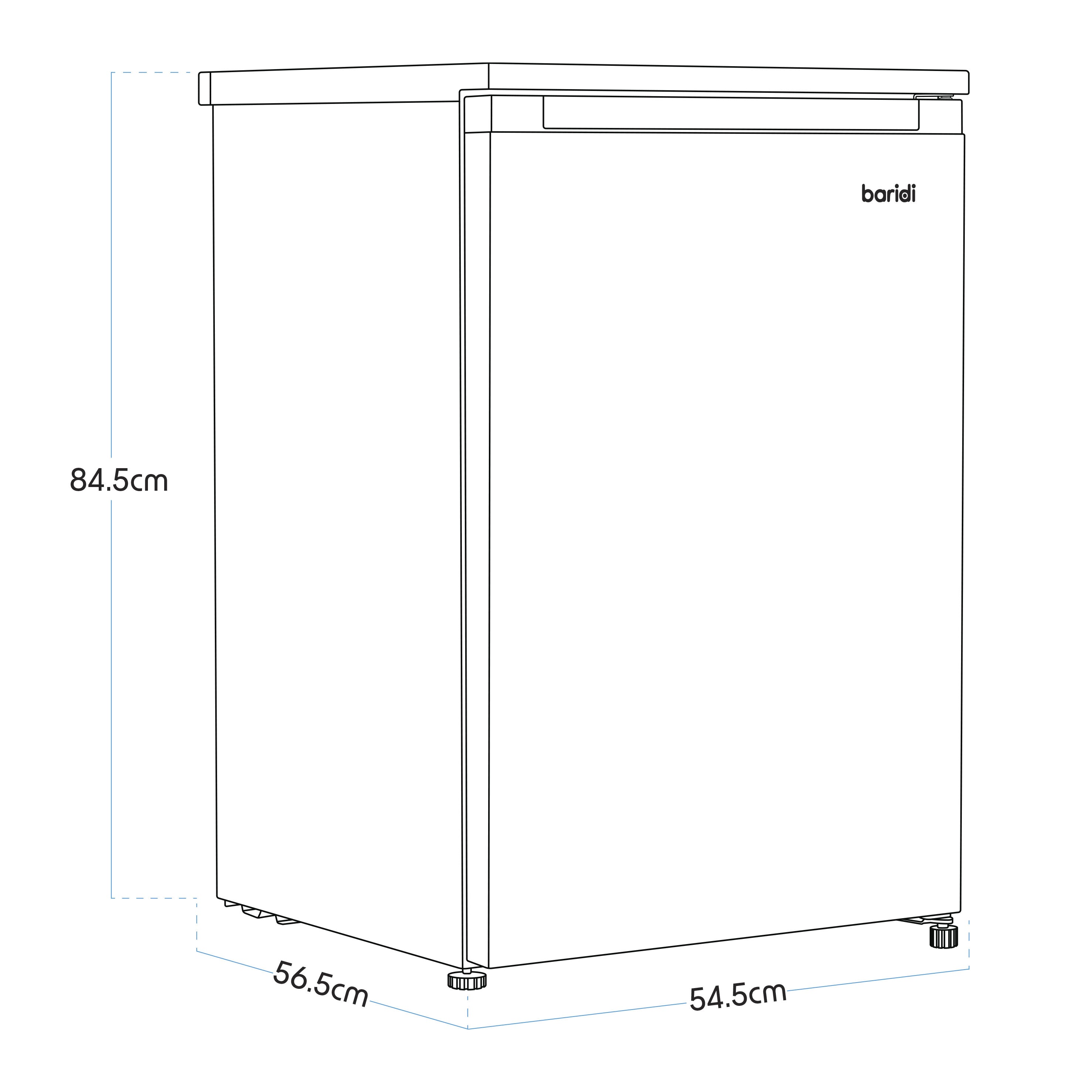 Baridi 55cm Undercounter Freezer with Adjustable Thermostat, 85L Capacity, Black (DH251) - Perfect for Kitchen, Basement, Garage & Small Spaces