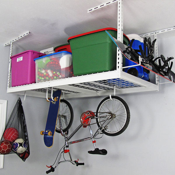 3' x 6' Overhead Garage Storage Rack - Heavy Duty Steel Ceiling Shelf for Organizing Tools, Sports Equipment & Seasonal Items - Perfect for Garage, Basement & Attic Storage Solutions