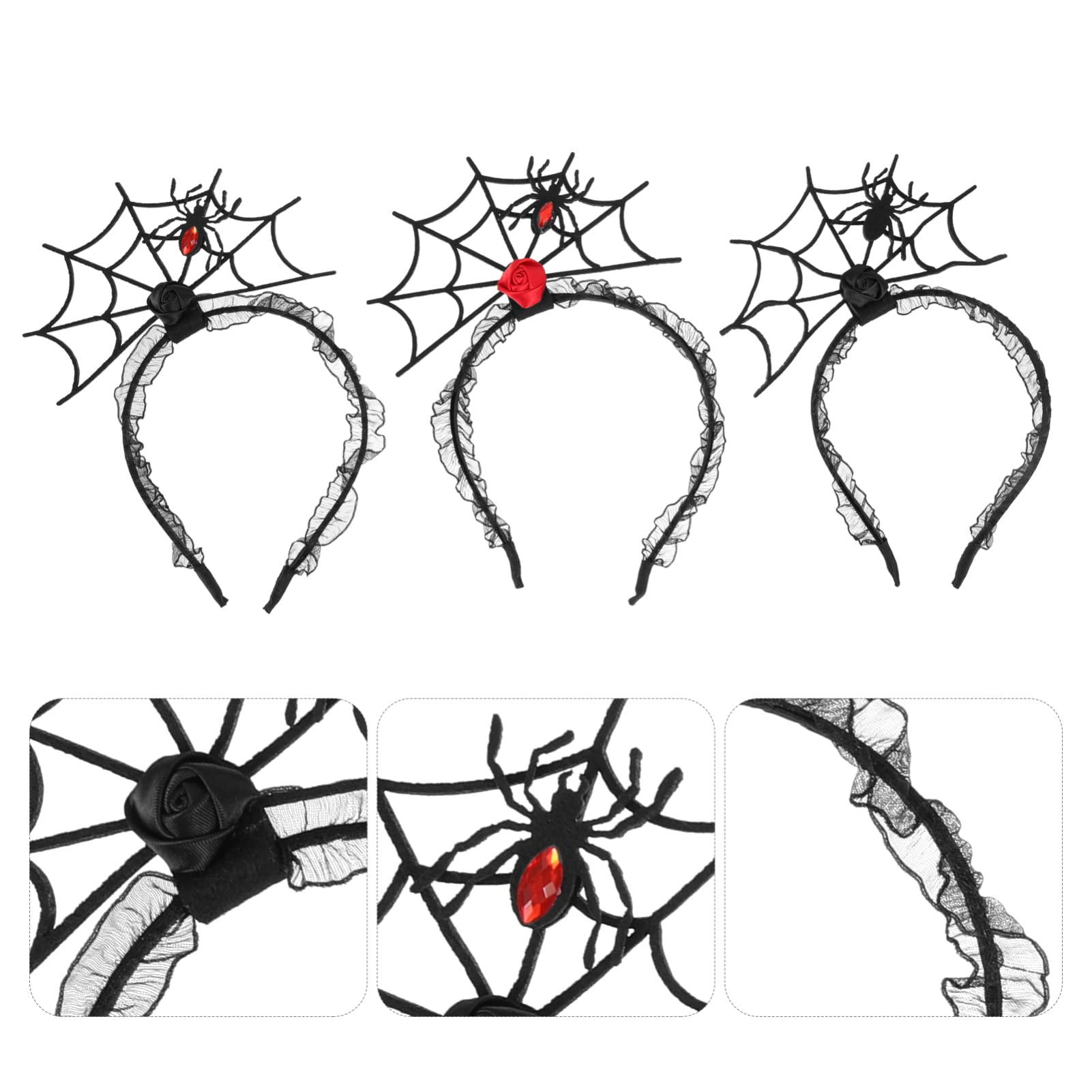 Minkissy 3PCS Halloween Spider Web Headbands - Gothic Cosplay Masquerade Hair Accessories for Halloween Party, Christmas Carnival & Festival Costume | Perfect for Spooky Themed Events, Cosplay & Costume Parties