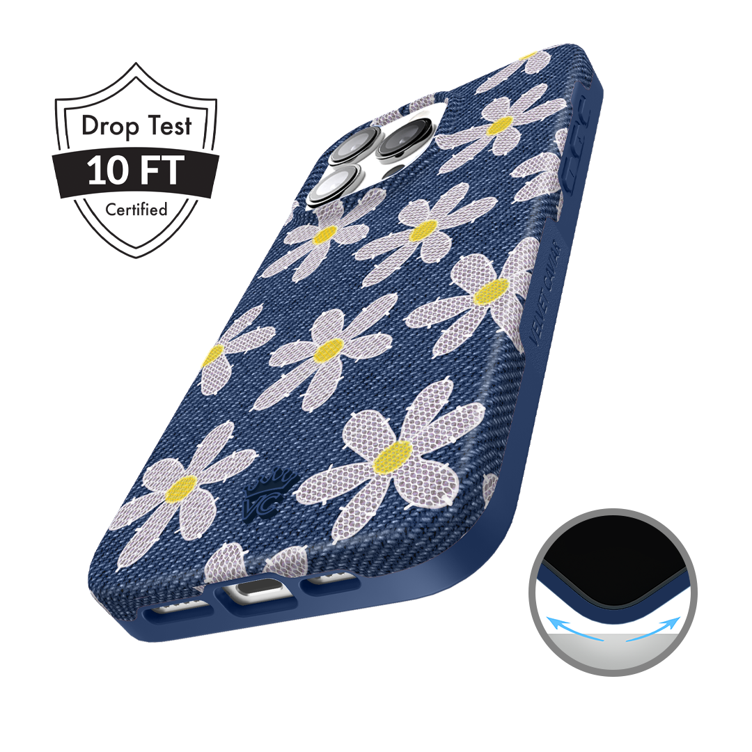 Denim Daisy iPhone Case - Trendy Floral Design Protective Cover for iPhone 11/12/13/14/15 Pro Max - Perfect for Everyday Use, Travel & Fashion Accessories