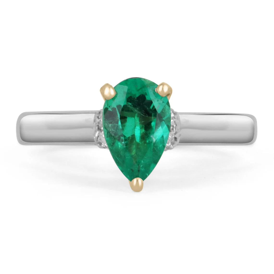 1.15 Carat Pear Cut Emerald and Sapphire Diamond Accent Ring for Women - Elegant Birthstone Jewelry Gift for Engagement, Anniversary & Special Occasions