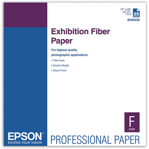 Epson Exhibition Fiber Paper 17x22 Inches (25 Sheets) - Premium Matte Photo Paper for Fine Art Printing, Photography & Professional Displays