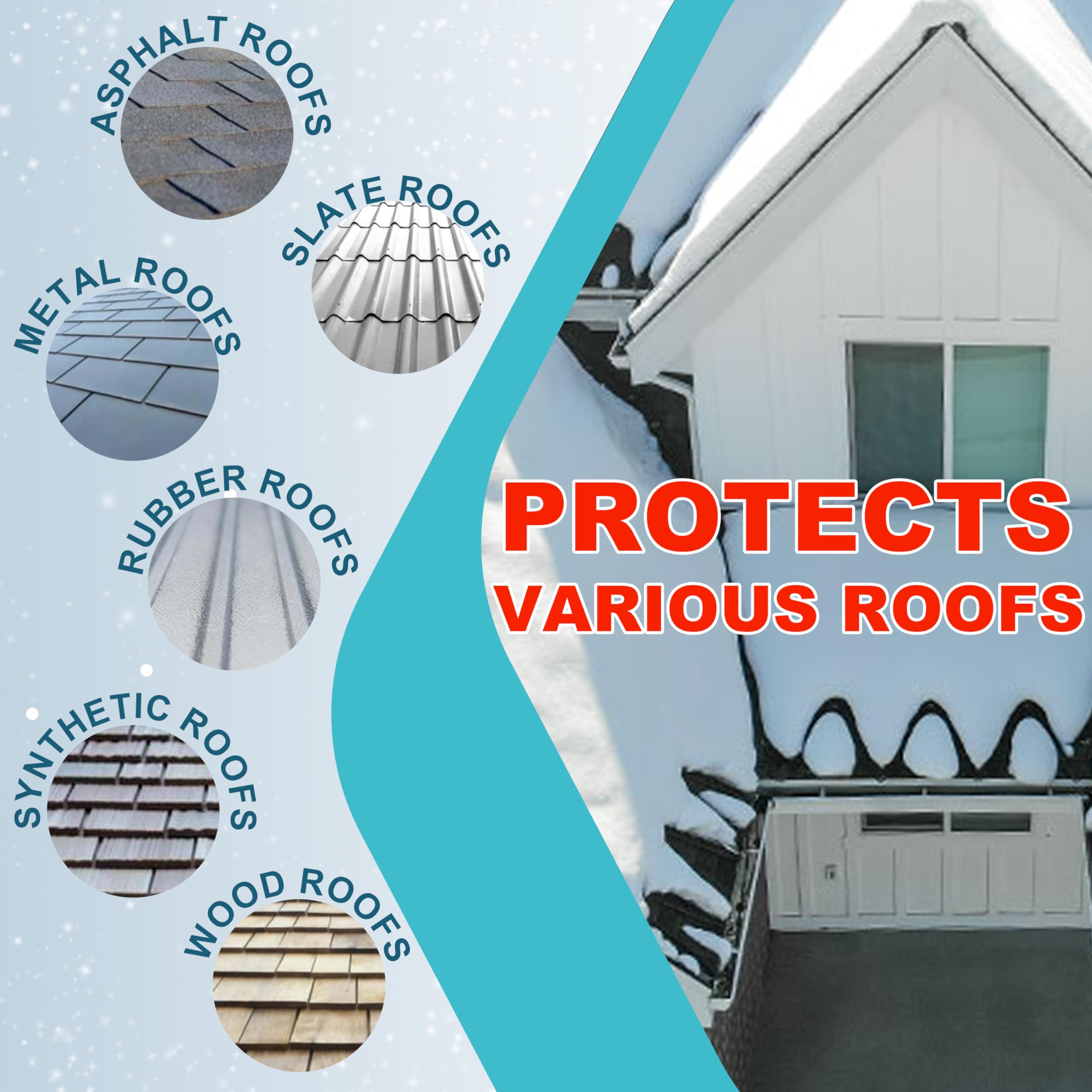 MAXKOSKO Self-Regulating Roof & Gutter Heat Cable - 80ft Electric De-Icing System (6W/Ft, 120V) with 10ft Cold Weather Power Plug - Snow Melting Solution for Winter Roof Protection | Perfect for Homes in Snowy Climates & Ice Dam Prevention