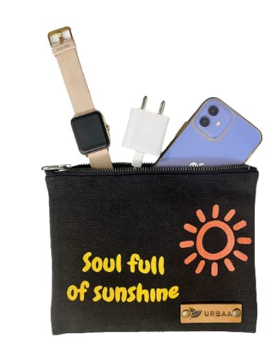 Black Canvas Zipper Pouch for Travel - Waterproof Makeup & Jewelry Organizer Bag - Perfect for Toiletries, Accessories & Small Essentials Storage
