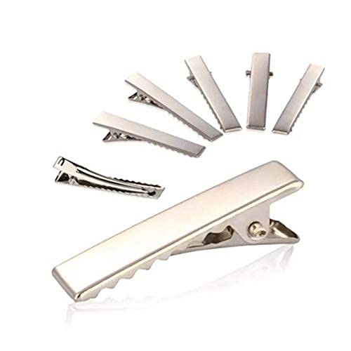 50Pcs Silver Alloy Steel Hair Clips with Rose Petals Design - 47mm Alligator Clips for Women, Girls, Bridal, Wedding, Party Hairstyling Accessories