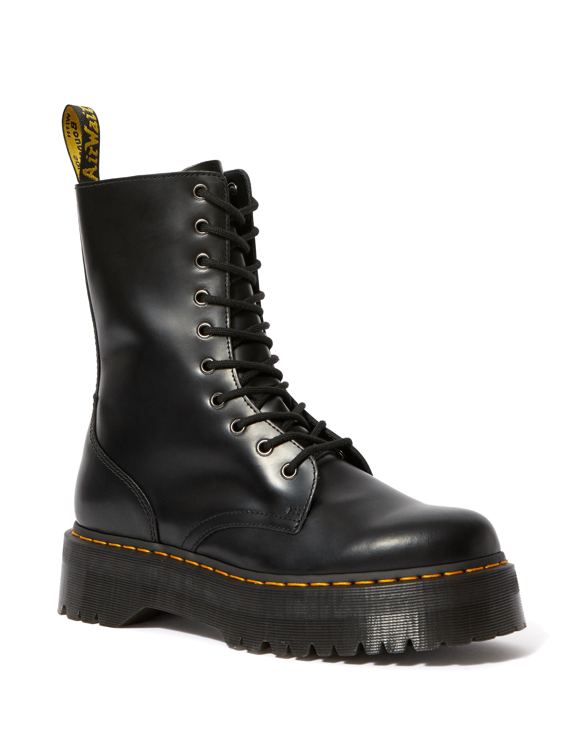 Dr. Martens Jadon Hi Black Smooth Platform Boots - Punk Style Combat Boots for Women & Men | Perfect for Streetwear, Concerts & Alternative Fashion