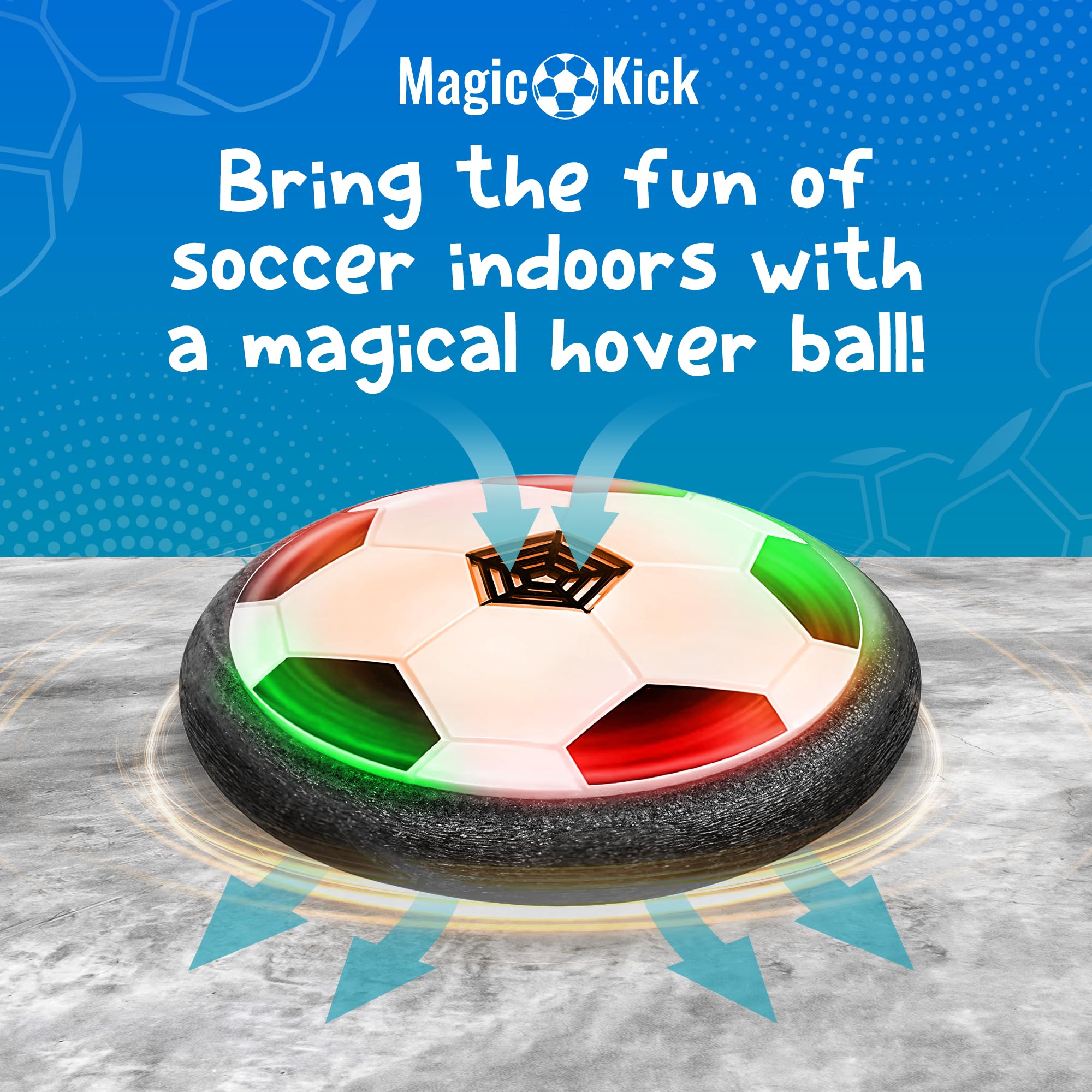 LED Light Up Hover Soccer Ball for Kids - Magic Kick Air Cushion Indoor/Outdoor Football Toy for Boys & Girls Ages 6-13 - Cool Birthday Gift for 6,7,8,9,10 Year Olds - Perfect for Playtime, Backyard Games & Nighttime Fun