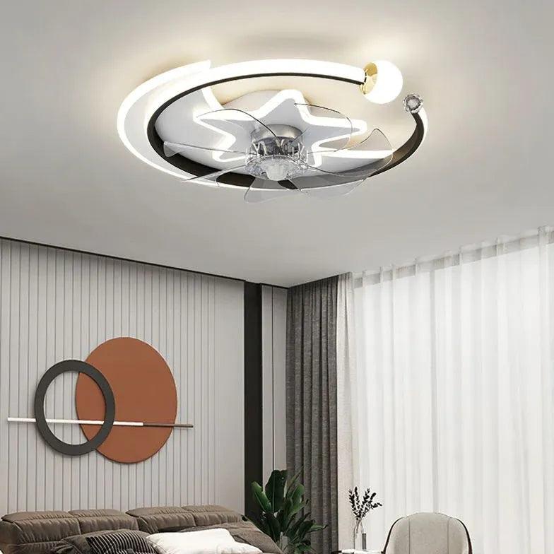 Star Ring LED Ceiling Fan with Light and Remote Control - Modern Bedroom Cooling Fan for Home, Office, and Living Room