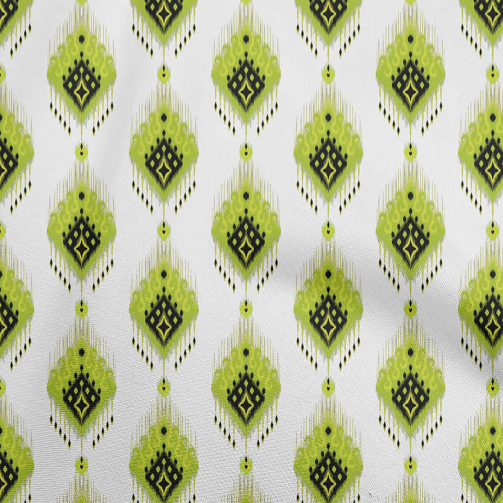 oneOone Viscose Chiffon Light Green Ikat Print Fabric - 42 Inch Wide by The Yard for DIY Clothing, Dresses, Scarves & Home Decor Sewing Projects